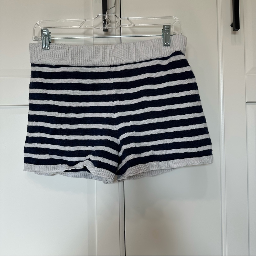 Aerie sweater shorts size medium navy white stripe,coastal,beach,casual